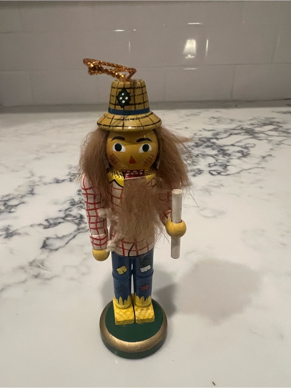 Wizard of Oz Nutcracker Wood Scarecrow Christmas Ornaments Michael Wolfe EUC